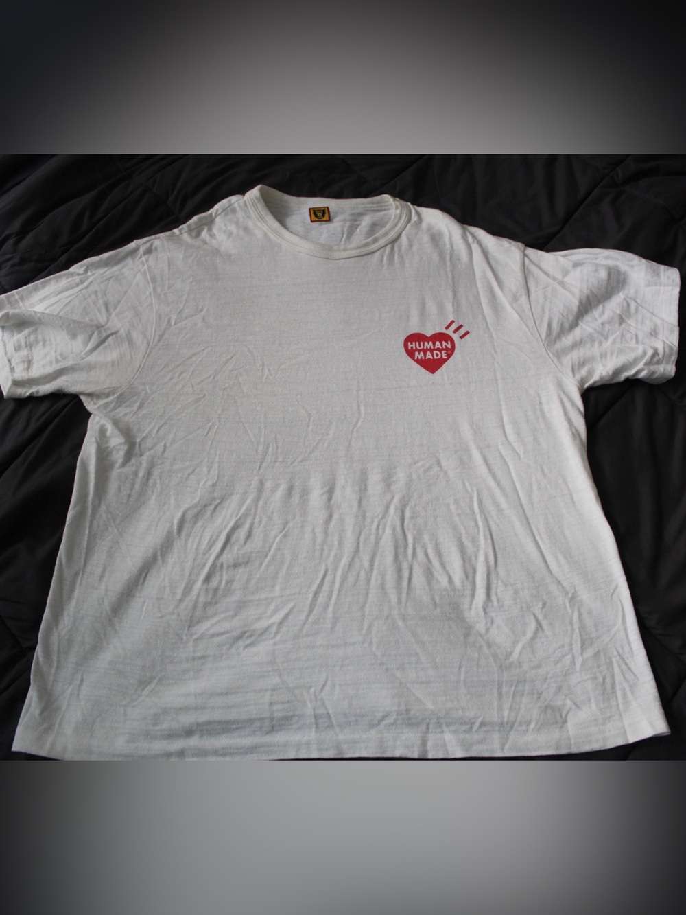 Human Made White Tee with Small Red Heart Logo